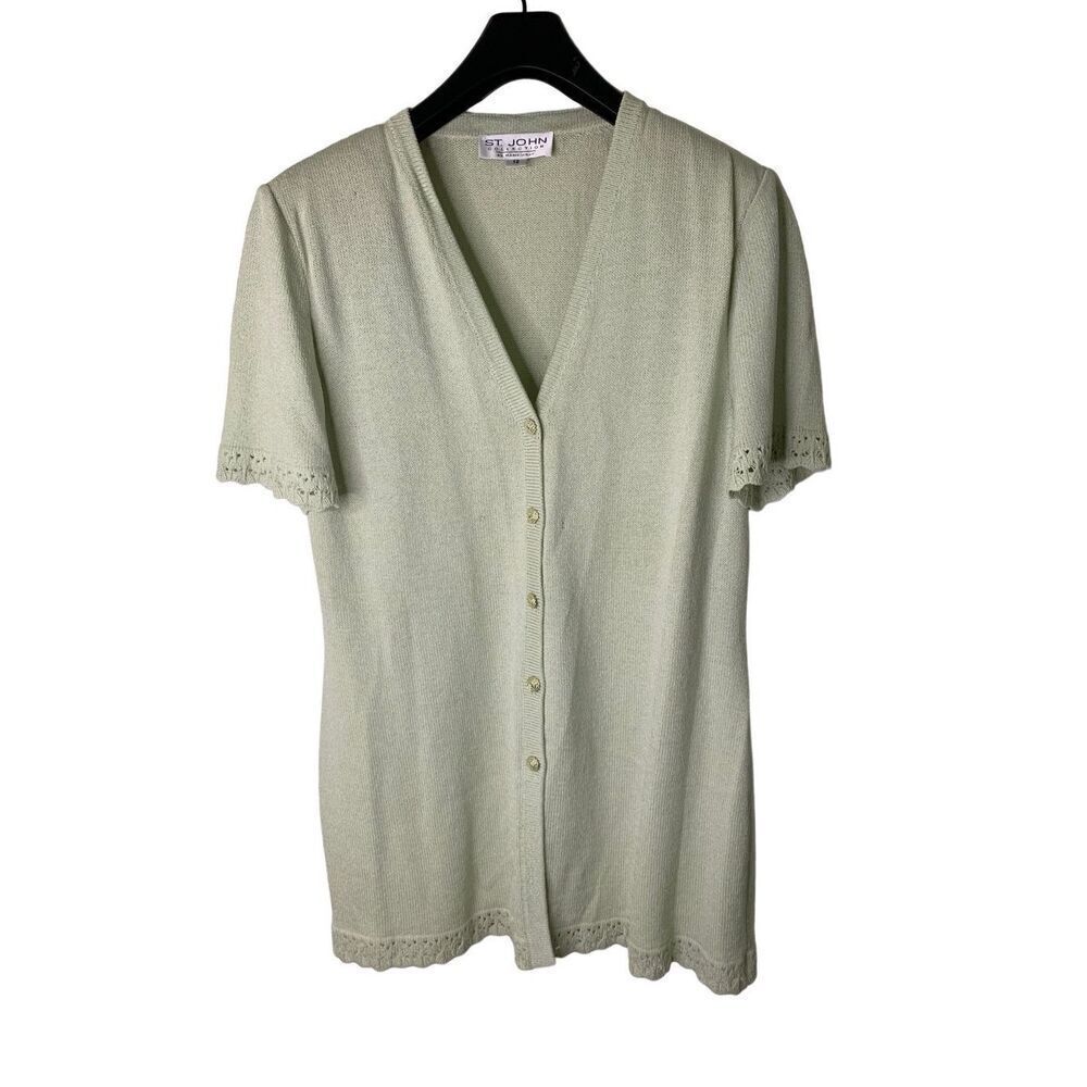 St. John Collection by Marie Gray knit lacey sweater cardigan women's size 12